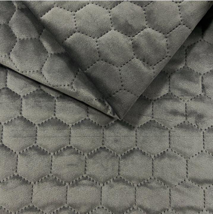 Gewatteerd holland velvet Hexagoon / honinggraat - grijs - Bladi