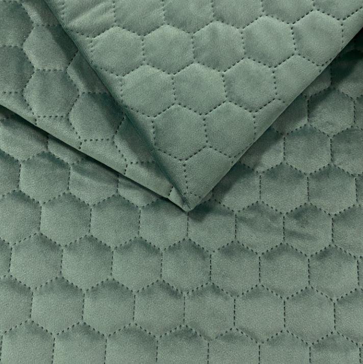 Gewatteerd holland velvet Hexagoon / honinggraat - mint - Bladi