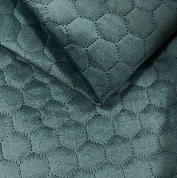 Gewatteerd holland velvet Hexagoon / honinggraat - teal - Bladi