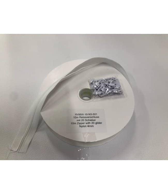 Nylon Rits 4 mm + 20 schuivers – Voordelig en Veelzijdig - donker blauw - Bladi