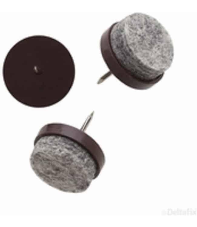 Viltnagel, nylon bruin met nagel diameter 20 mm per 16 stuks - BLADI meubelstoffen