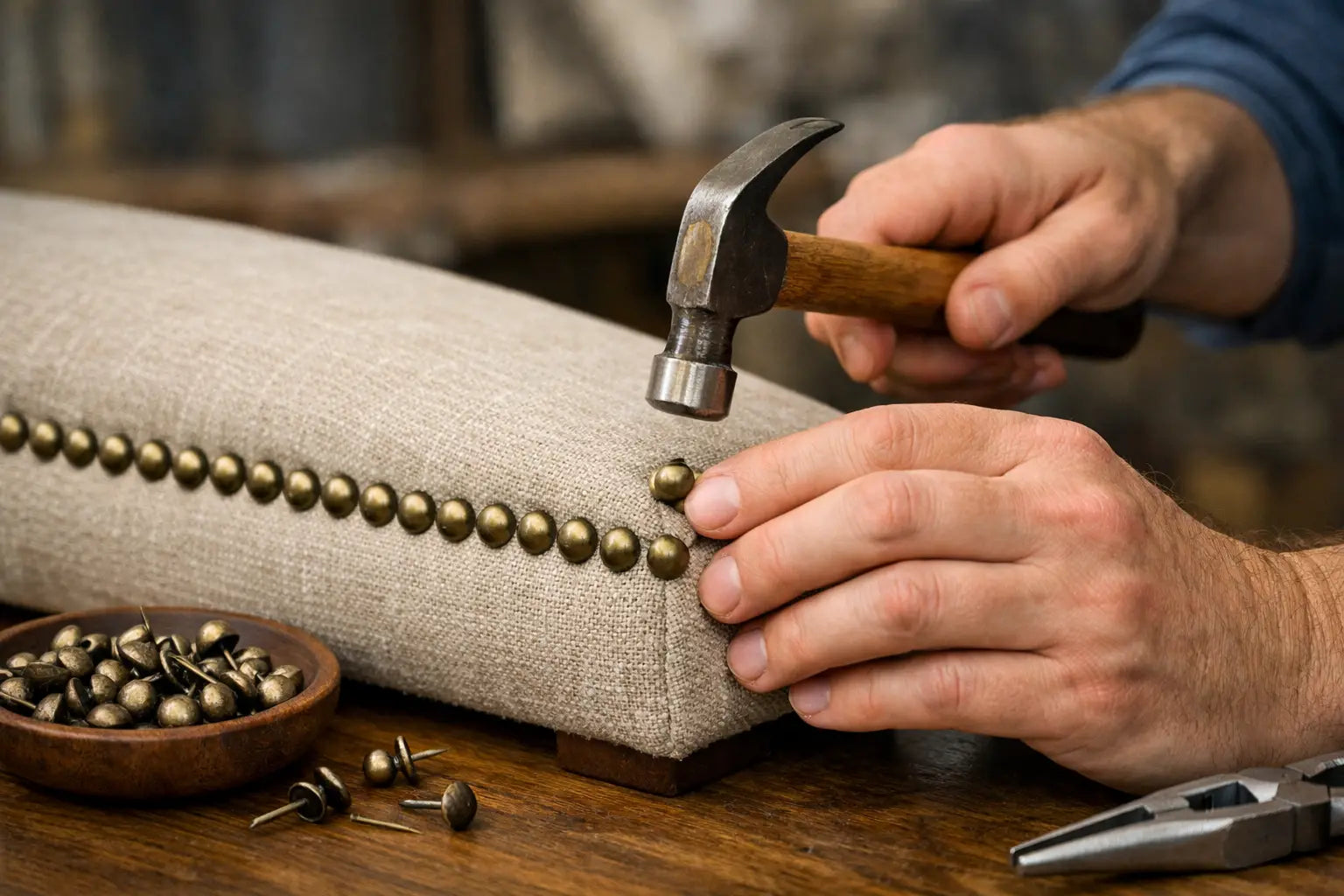 Decoratieve meubelnagels correct plaatsen