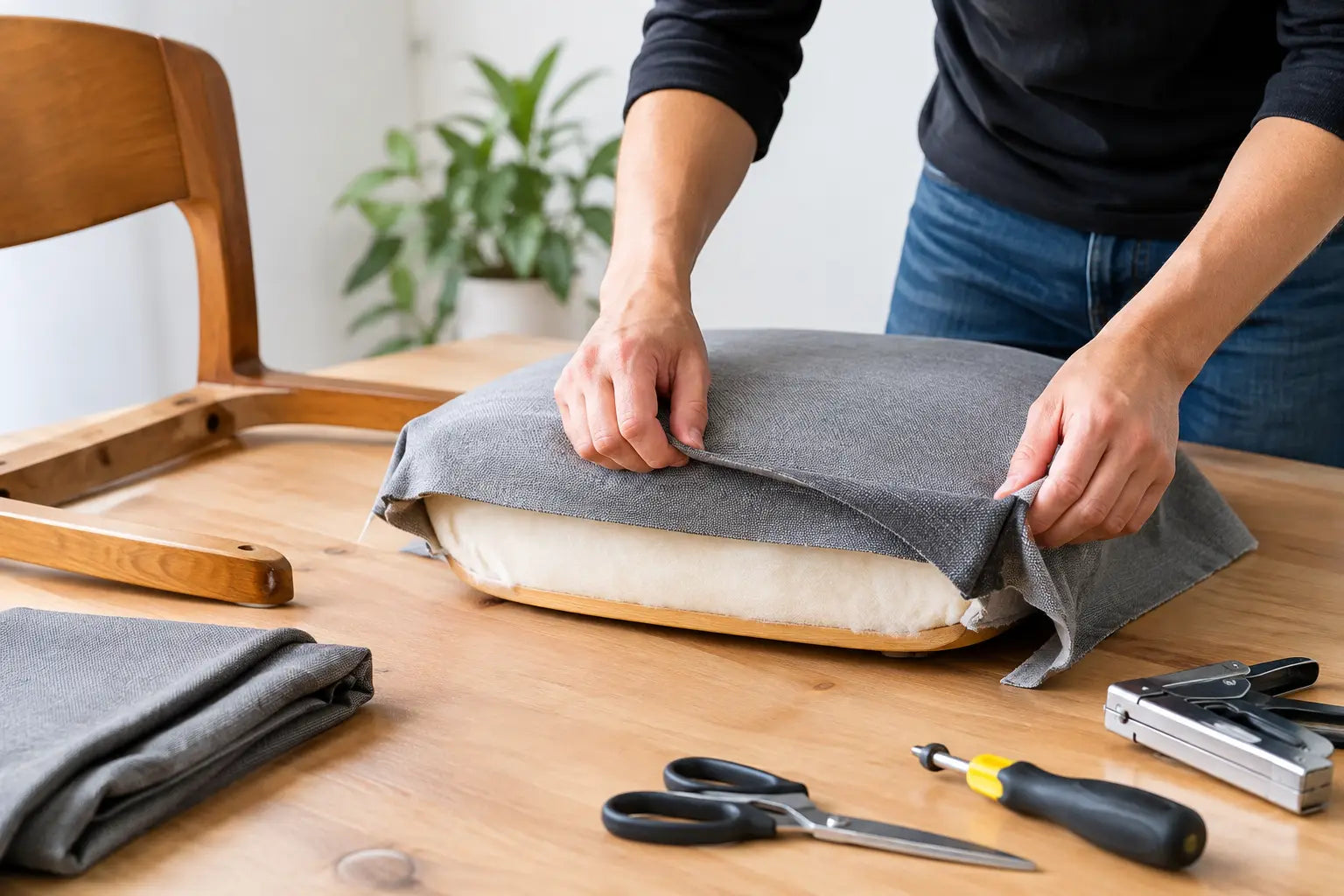 Losse stoelzitting bekleden in 7 heldere stappen