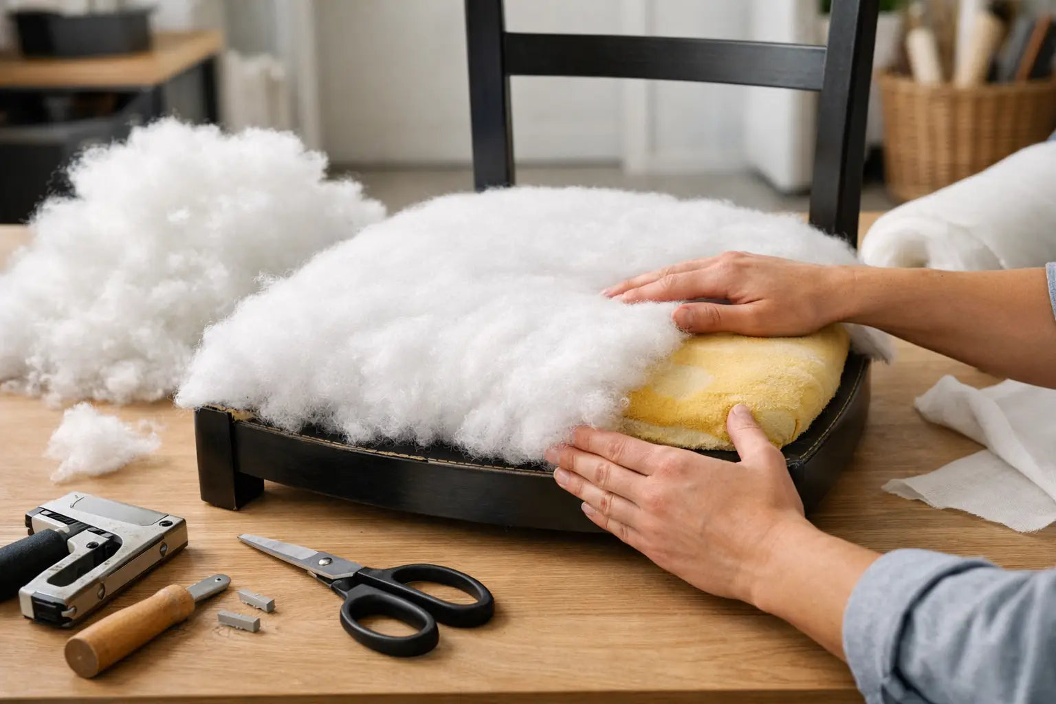 Stoelzitting opvullen met fiberfill in 7 stappen