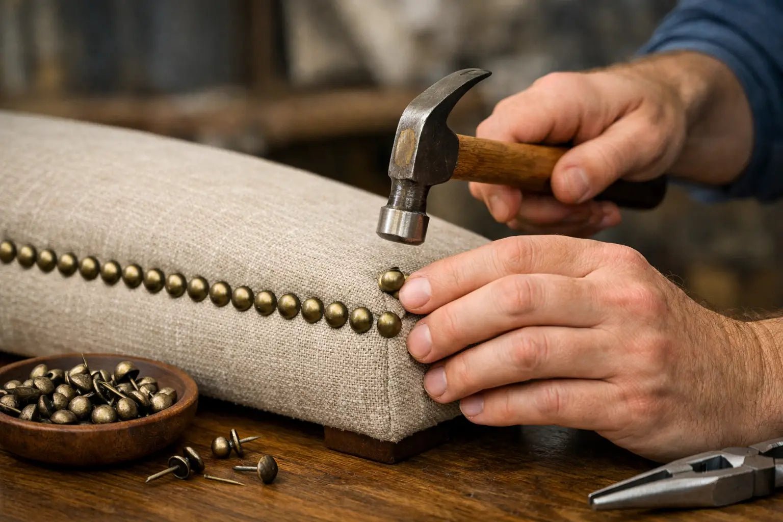 Decoratieve meubelnagels correct plaatsen - BLADI meubelstoffen
