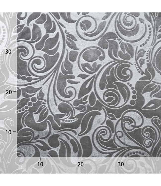 embossed bloemmotief velvet - grijs - Bladi