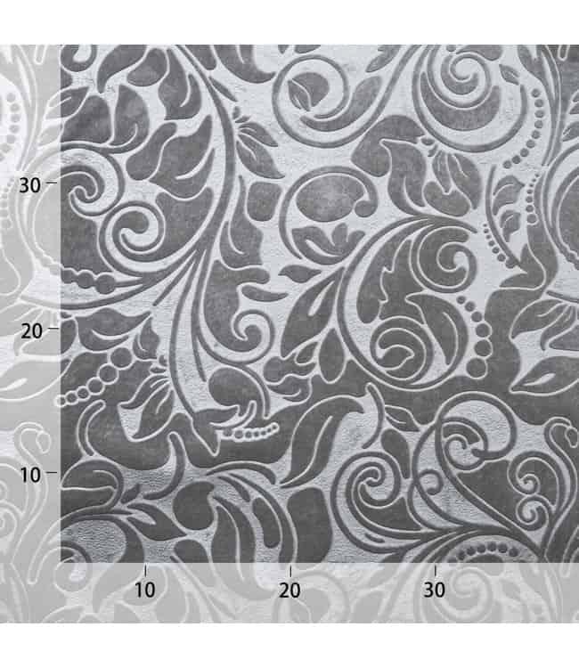 embossed bloemmotief velvet - grijs - Bladi