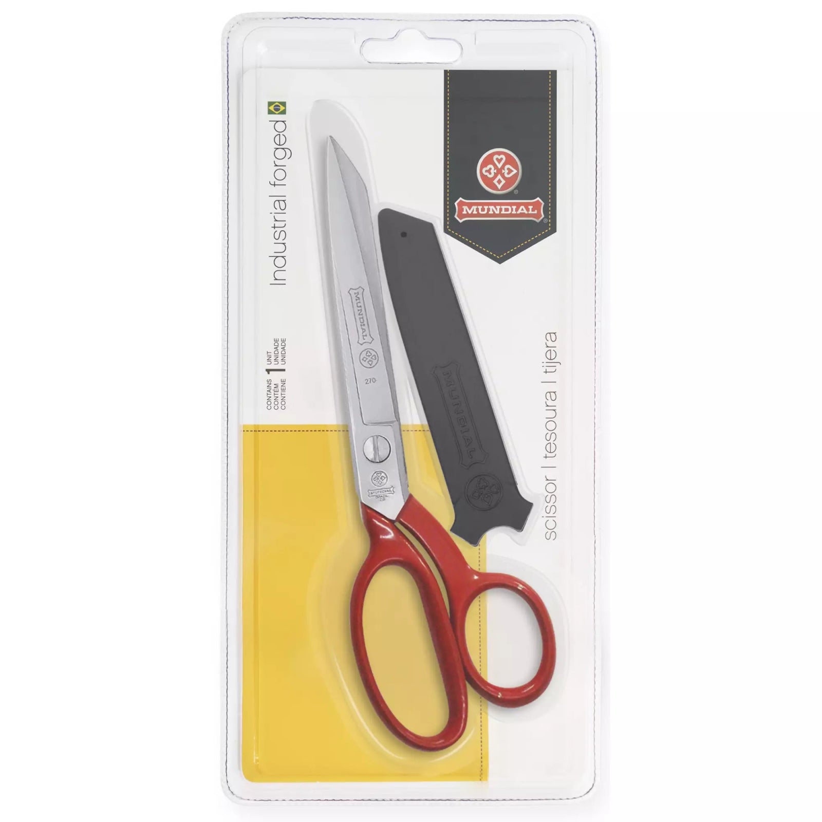 Mundial Professionele Stofschaar 21 cm - RVS - Rood Gelakt met Microvertanding - Bladi