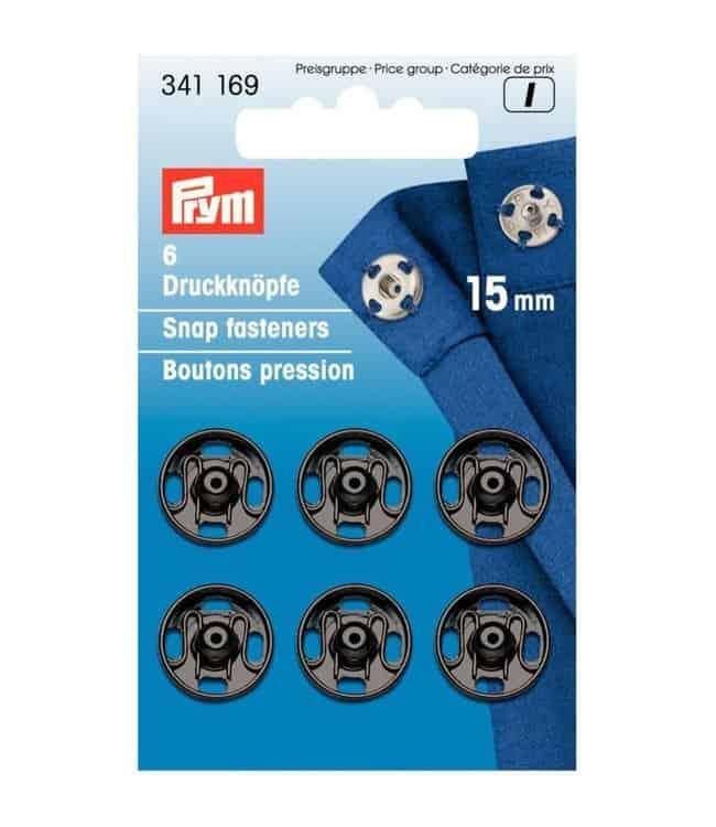 Prym Drukkers Zwart 15mm (krt) - Bladi