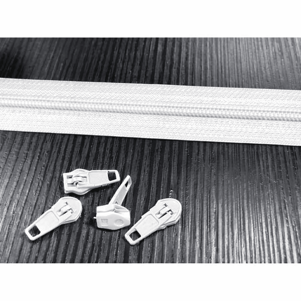 rits nylon + 1 schuiver per meter - wit - Bladi