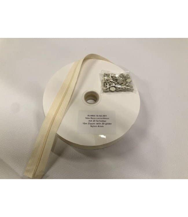 rits nylon 4mm 10 m + 20 schuivers - Donker blauw - Bladi