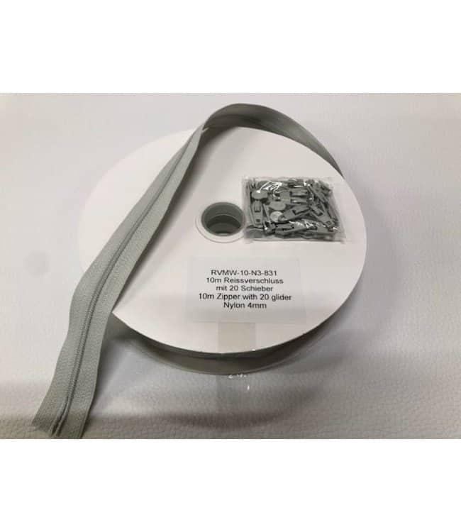 rits nylon 4mm 10 m + 20 schuivers - Donker blauw - Bladi