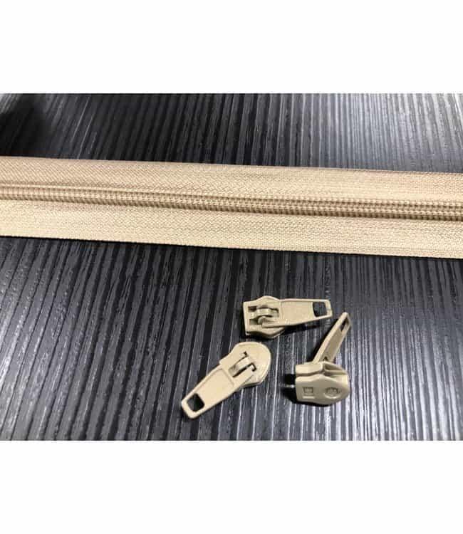 rits nylon beige + 1 schuiver per meter - Bladi