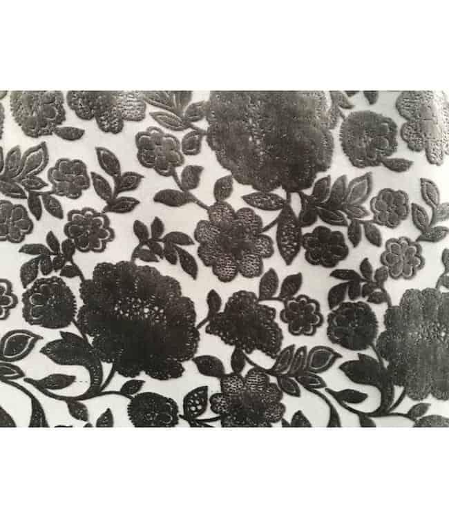Velvet Flower - Zwart - BLADI meubelstoffen