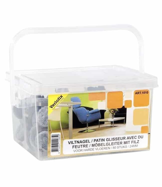 Viltnagel, nylon bruin met nagel in emmer diameter 24mm per 80 stuks - Bladi