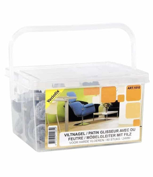 Viltnagel, nylon bruin met nagel in emmer diameter 24mm per 80 stuks - Bladi